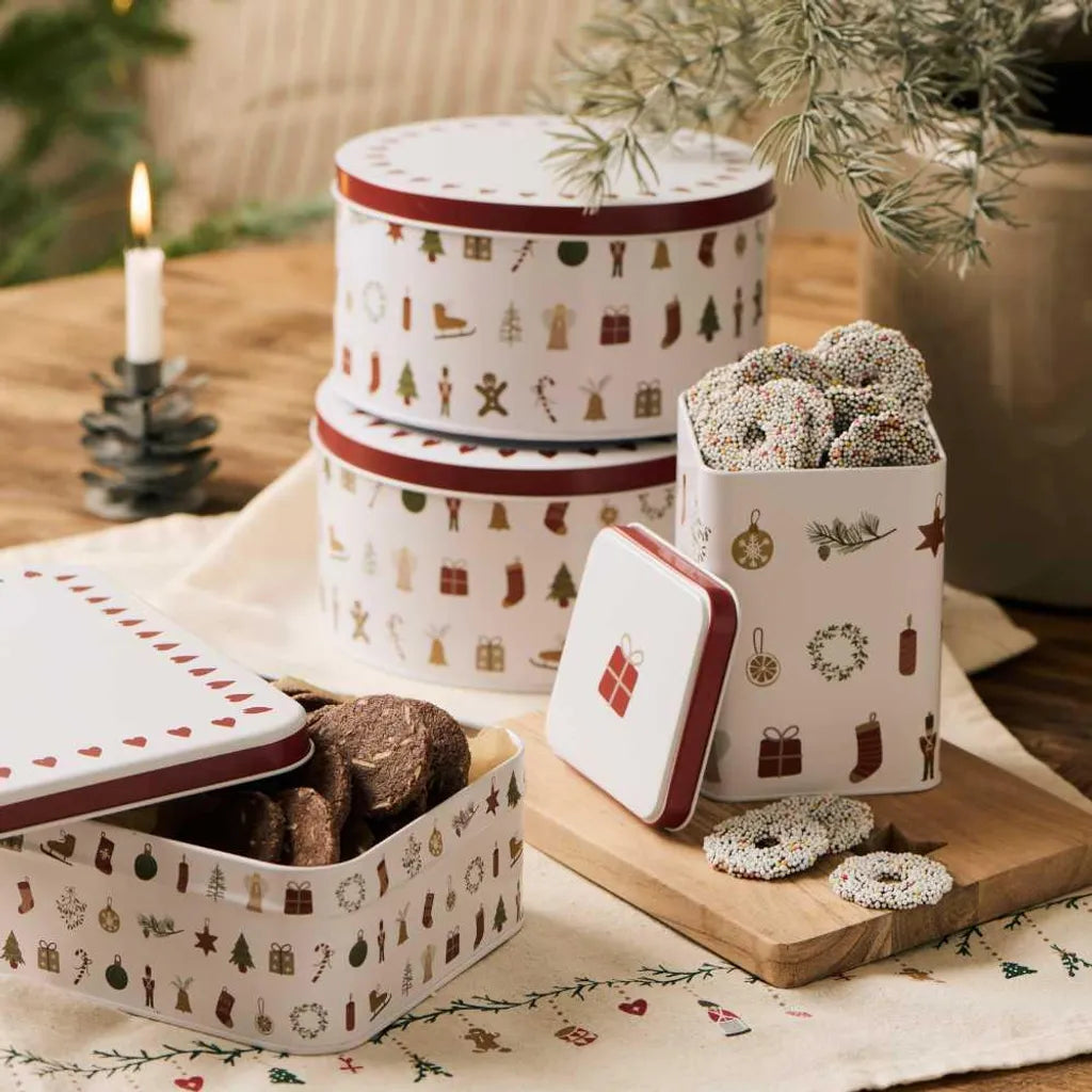 Konfektdose, Keksdose, div. Weihnachtsmotive, rund