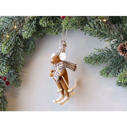 Anhänger Filzmaus, Maus auf Skiern von Chic Antique