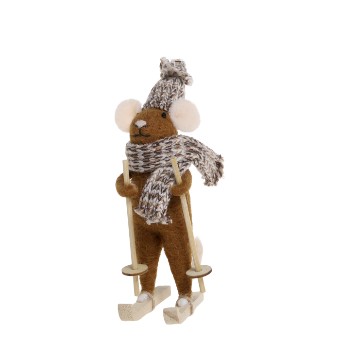 Anhänger Filzmaus, Maus auf Skiern von Chic Antique