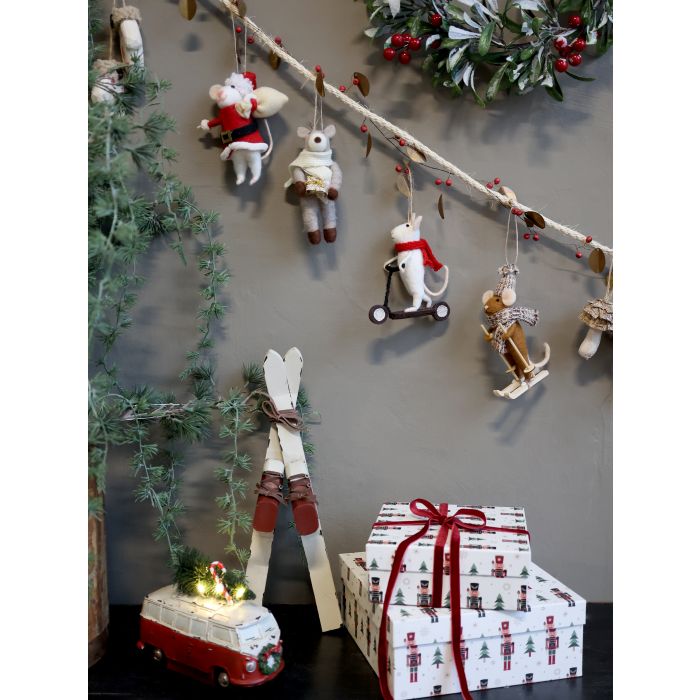 Anhänger Filzmaus, Maus auf Skiern von Chic Antique