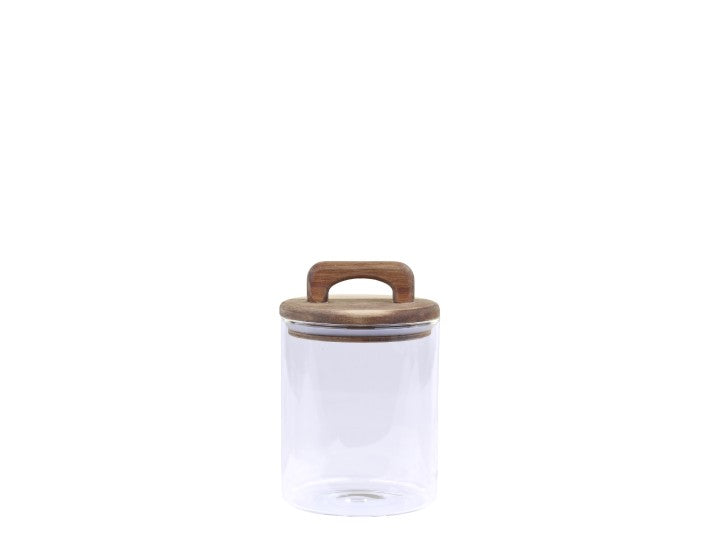 Aufbewahrungsbehälter, Glasbehälter, Keksglas, Akaziendeckel, klein 16x10cm
