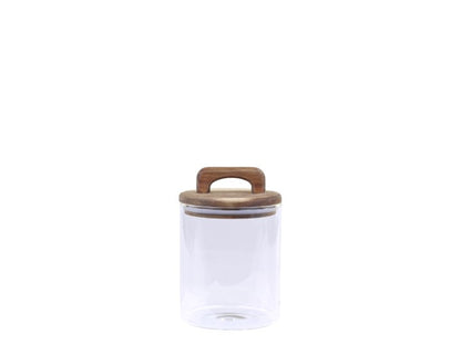 Aufbewahrungsbehälter, Glasbehälter, Keksglas, Akaziendeckel, klein 16x10cm