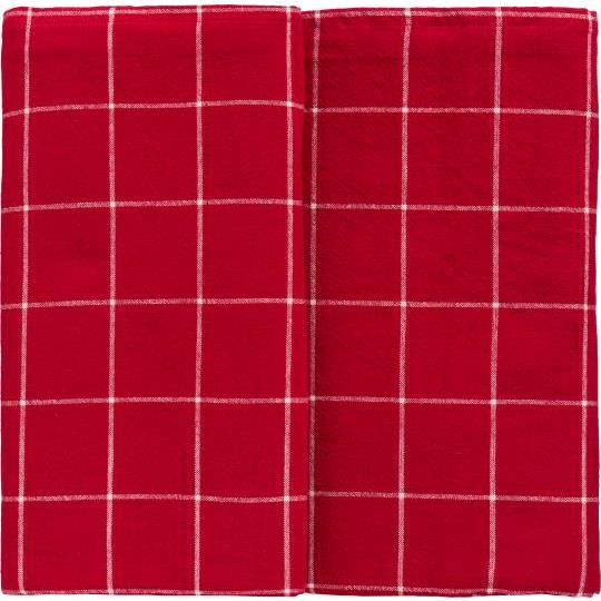 Tischdecke Silja, länglich, rot, große naturfarbige Karos, 150x250cm