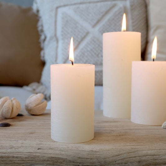 Stumpenkerze Macon, Kerze, cremé, 10x6cm