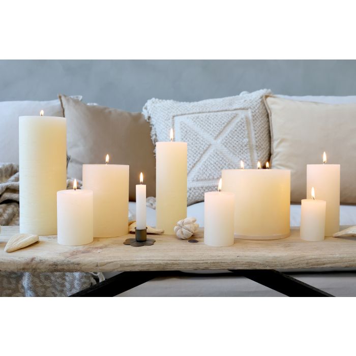 Stumpenkerze Macon, Kerze, cremé, 10x6cm