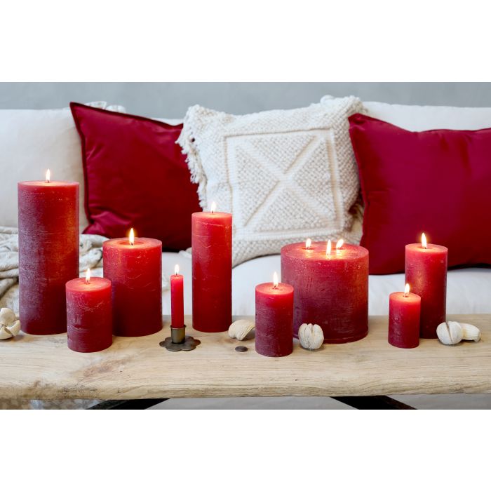 Stumpenkerze Macon, Kerze, dunkelrot, 10x6cm