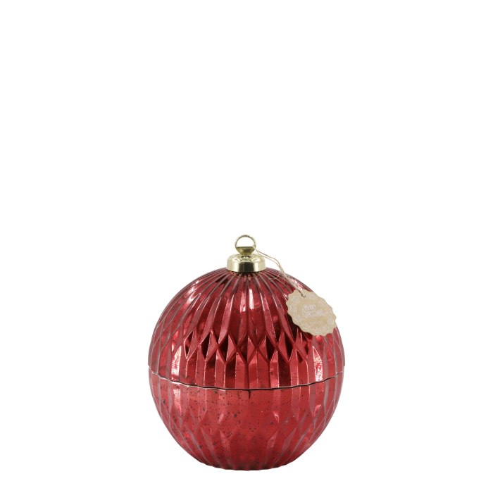 Kerze, in Glas-Weihnachtskugel mit Muster, H14,5/D13m, rot von Chic Antique