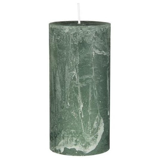 Stumpenkerze Celia, 14cm hoch, moosgrün