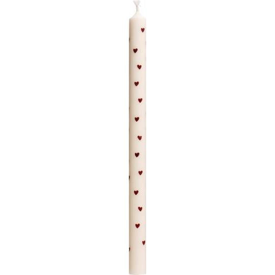 Set Bleistiftkerzen, rote Herzchen, dünne Kerzen, 20cm, naturgrau