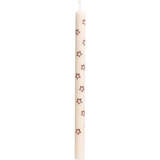 Set Bleistiftkerzen, braune Sterne, dünne Kerzen, 20cm, naturgrau