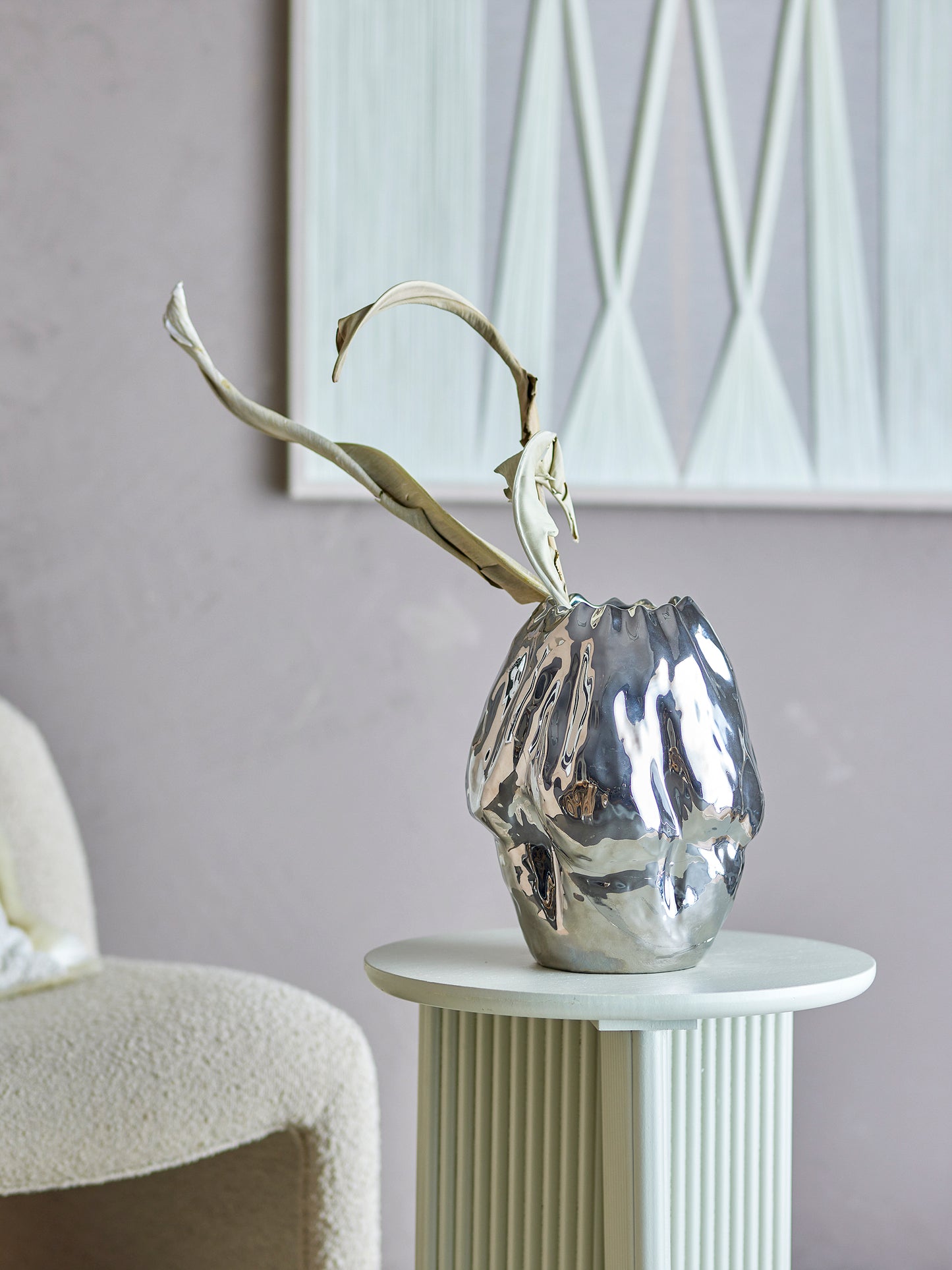 Vase Bobby, Silber, Steingut