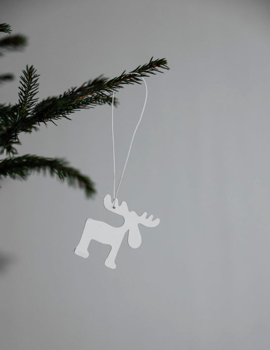 Holzanhänger Yngve, Rentier, weiß