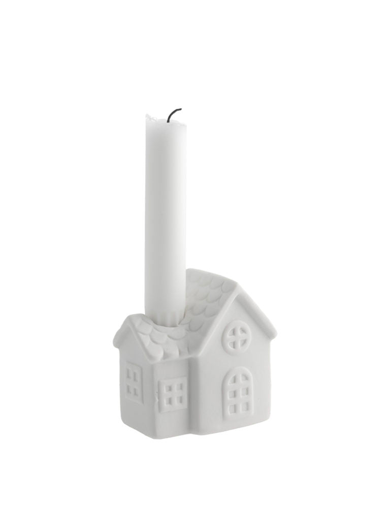 Kerzenleuchter, Keramikhaus Ljusbyn 2, weiß, für Stabkerzen