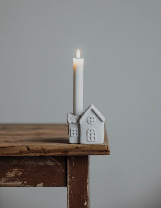 Kerzenleuchter, Keramikhaus Ljusstaden 2, weiß, für Stabkerzen