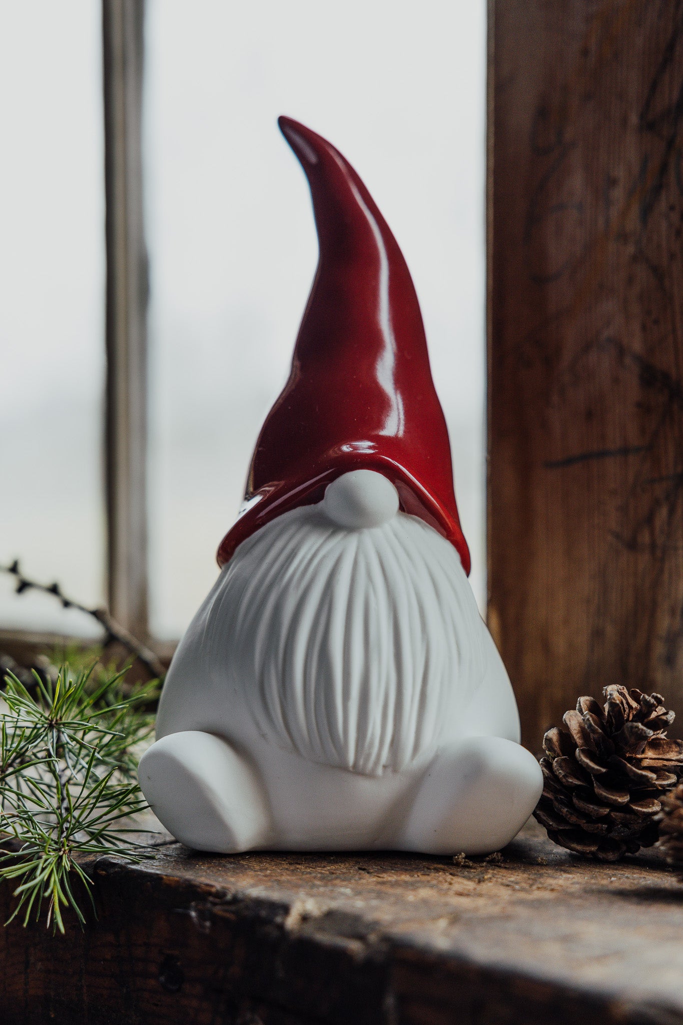 Keramikfigur Zwerg Noel, groß, Weihnachtszwerg, rote Mütze