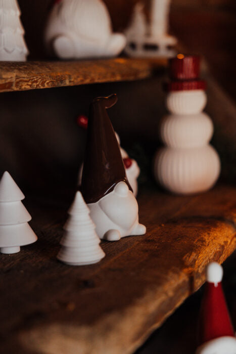 Keramikfigur Zwerg Samuel, Weihnachtszwerg, braune Mütze