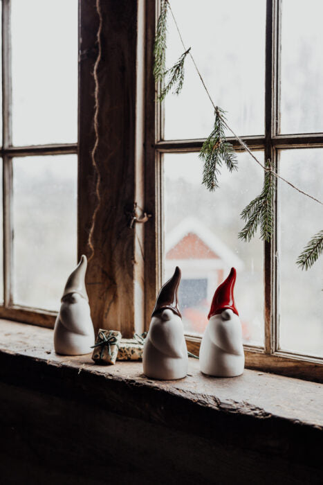 Keramikfigur Zwerg Albert, rot, Weihnachtszwerg