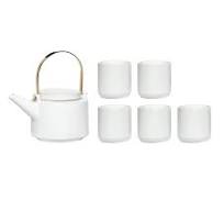 Traditionelles Tee-Service, Set, Teekanne, 5 Becher, weiß