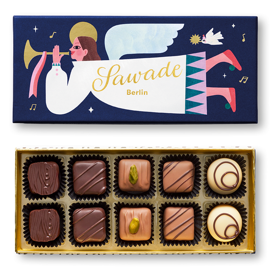 Sawade Pralinenschachtel Engel, alkoholfrei, 10 Pralinen und Trüffel