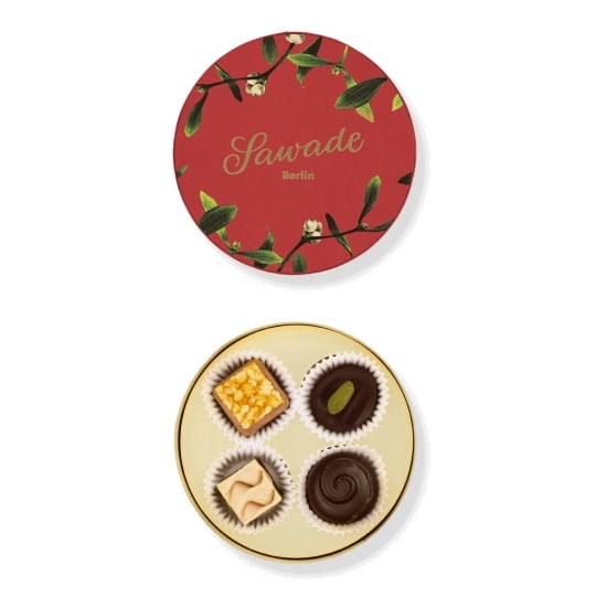 kleine Pralinenschachtel "Mistelzweig" von Sawade - 4 alkoholfreie Pralinen in Geschenkkartonage