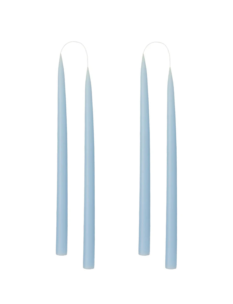 Doppelkerzen, Kerzen, handgetaucht, 2 Paare, pastell blau