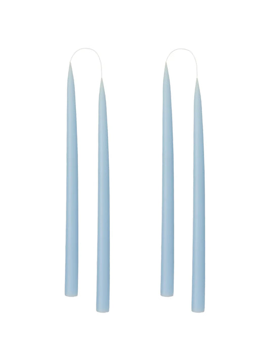 Doppelkerzen, Kerzen, handgetaucht, 2 Paare, pastell blau