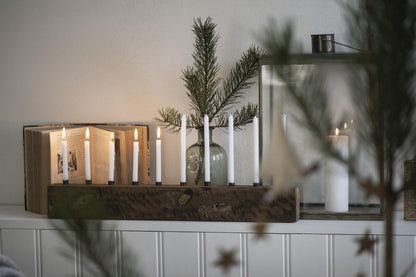 Unika Kerzenhalter, lang, für 10 dünne Kerzen, Vintage Holz