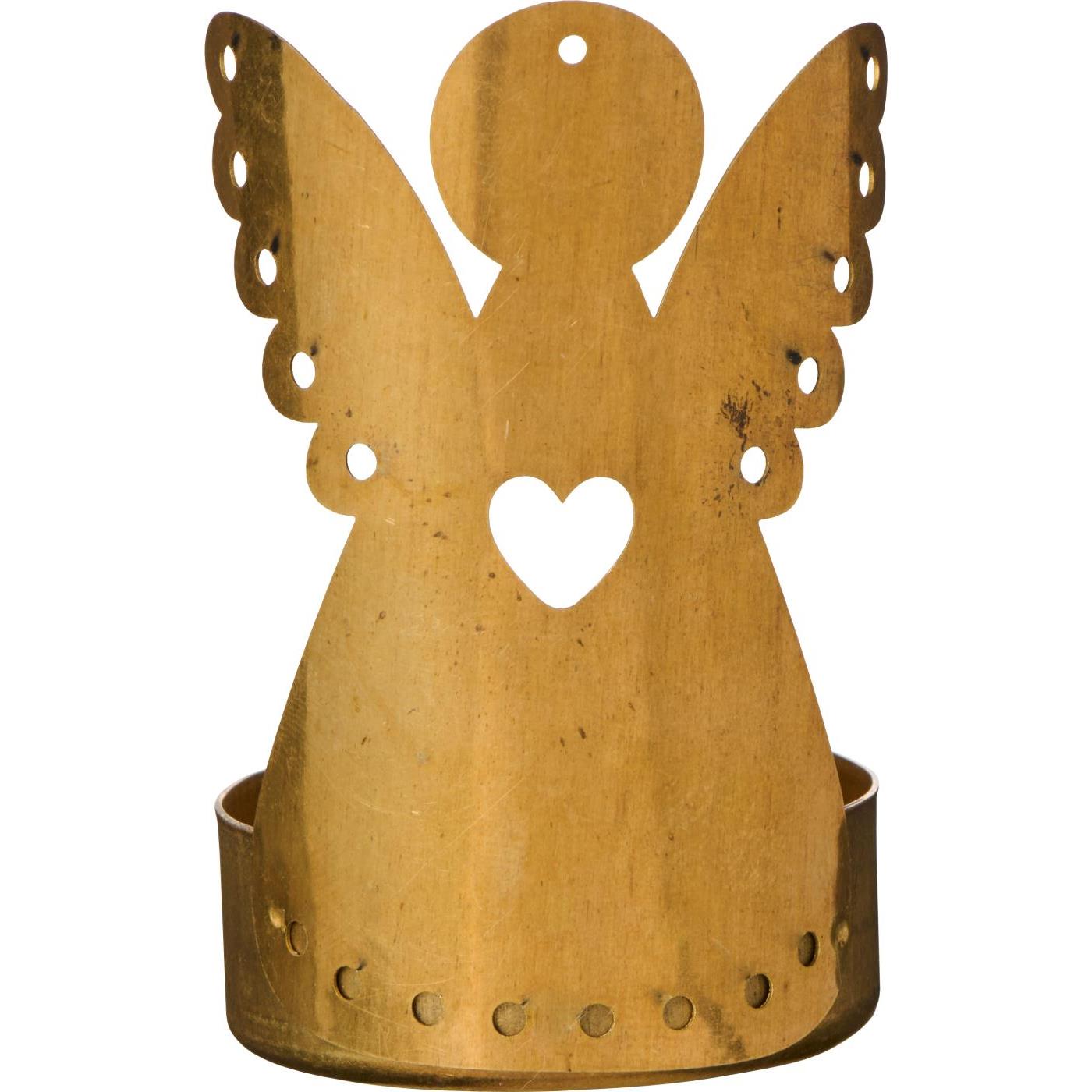 Teelichthalter Gloria, Engel mit Herz, Metall