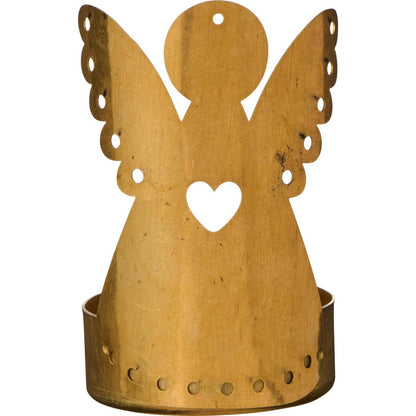 Teelichthalter Gloria, Engel mit Herz, Metall