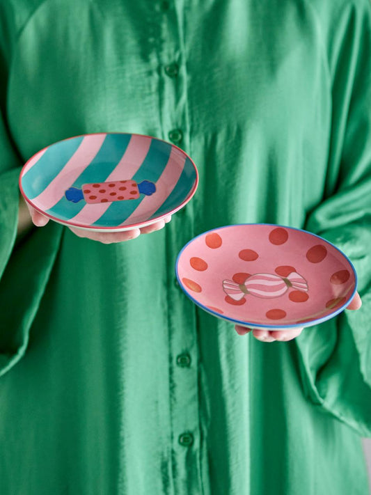 Teller Caramella, 2er Set, bunt, Bonbon-Motiv, Steingut