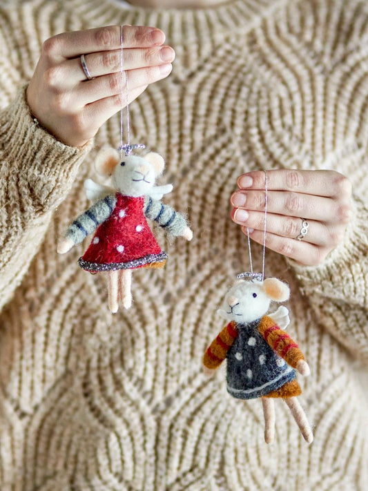 Mauspärchen, Ornament Peo, 2 weiße Mäuse, Engel