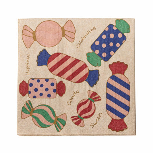 Papierservietten, Set Caramella, bunte Bonbons, 33x33cm, 20 Stk.