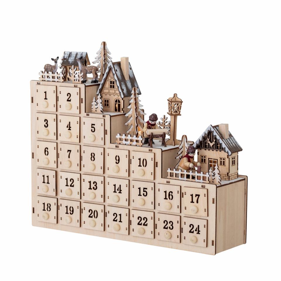 3D Kalender Richie, Holzfäller, Rentiere, Holzboxen, beleuchtet