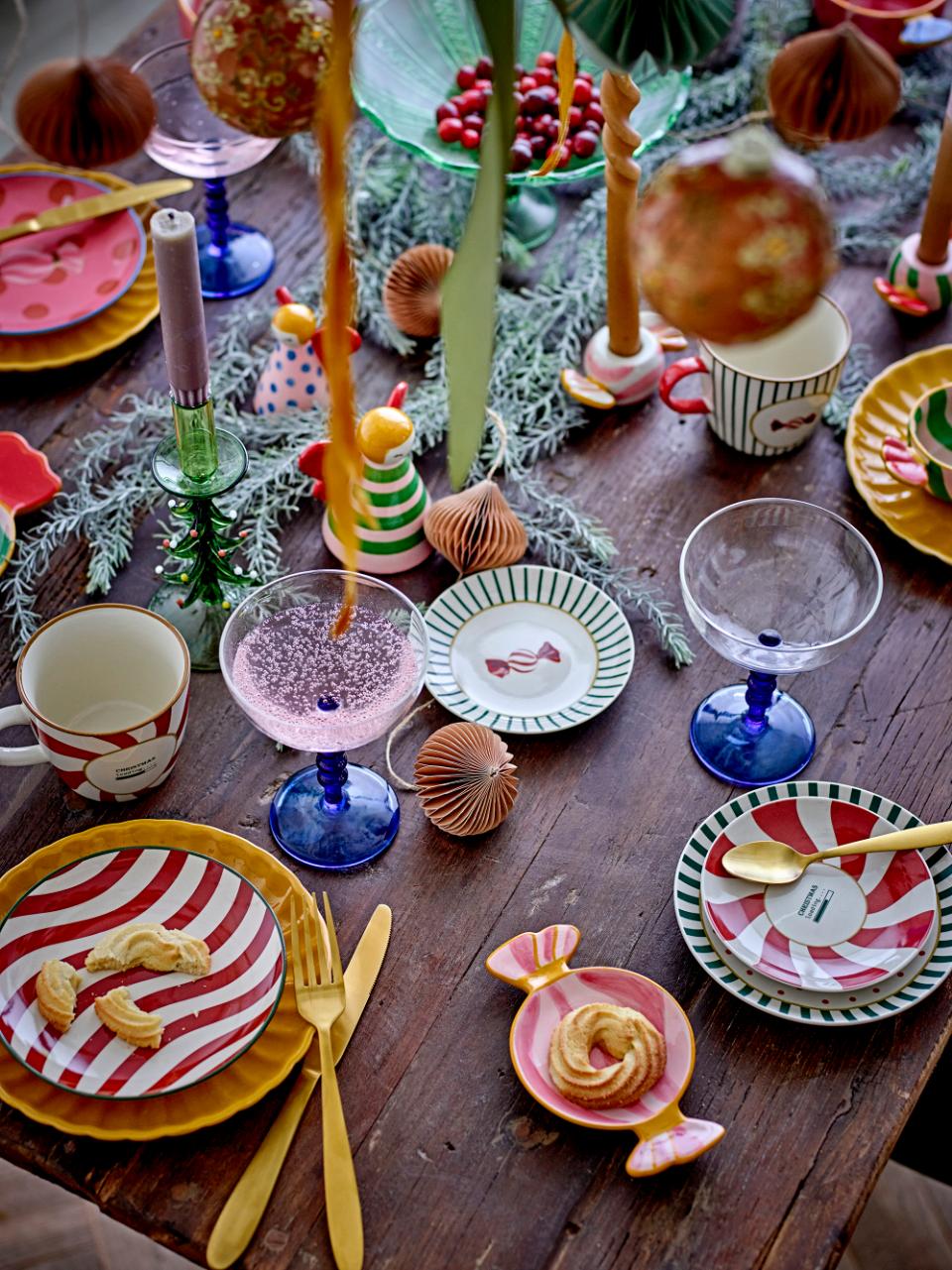 2er Set, Deko Caramella, 2 Engel, rote & gelbe Flügel, Steingut