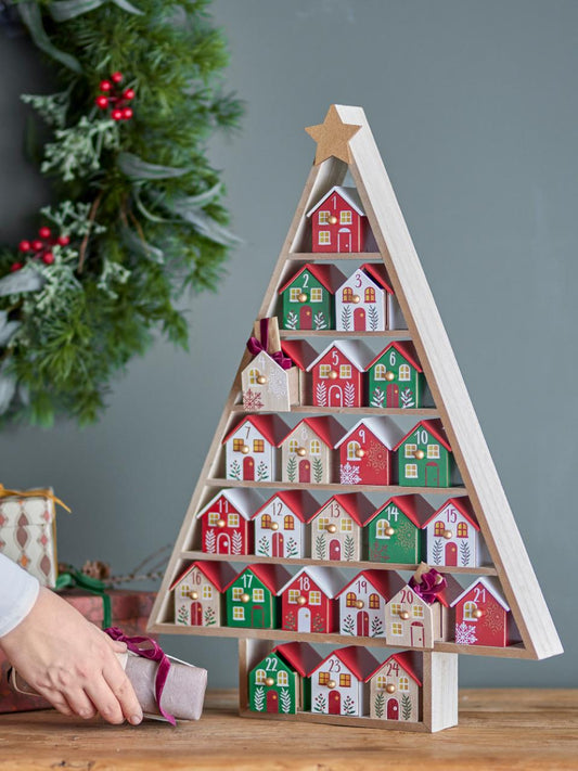 Kalender Calvin, zum selbst befüllen, Tannenbaum, bunte Boxen