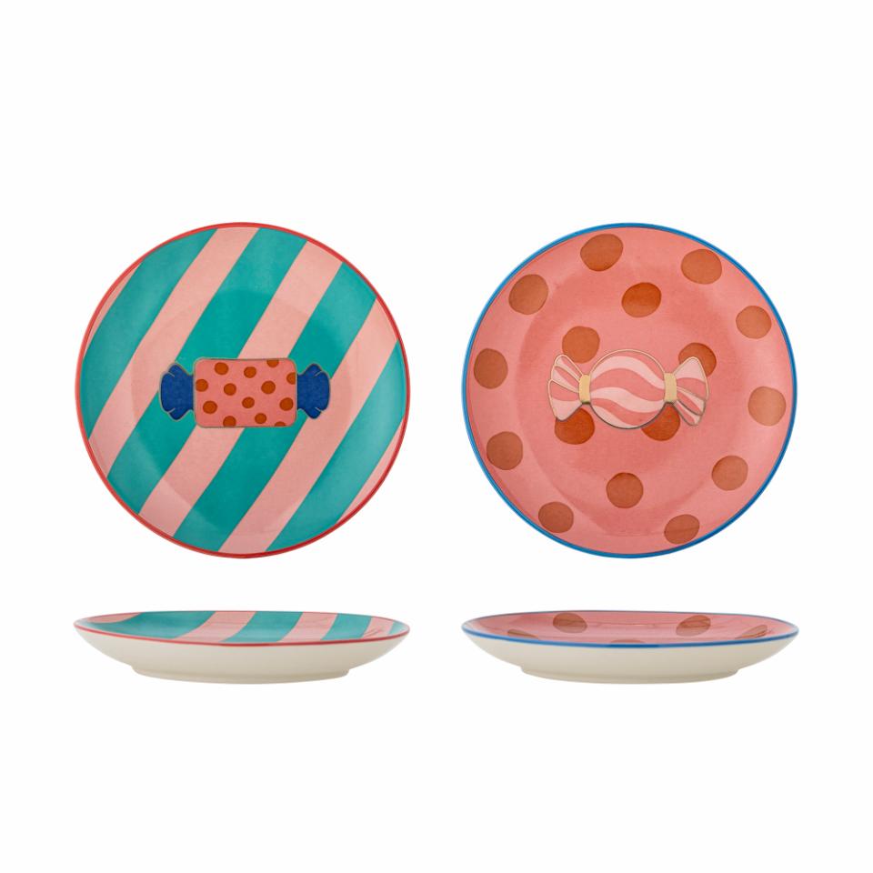 Teller Caramella, 2er Set, bunt, Bonbon-Motiv, Steingut