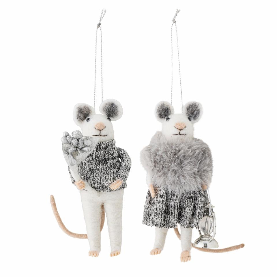 Mauspärchen, Ornament Peo, 2 graue Mäuse, in Kleidung, Pelz & Strauß