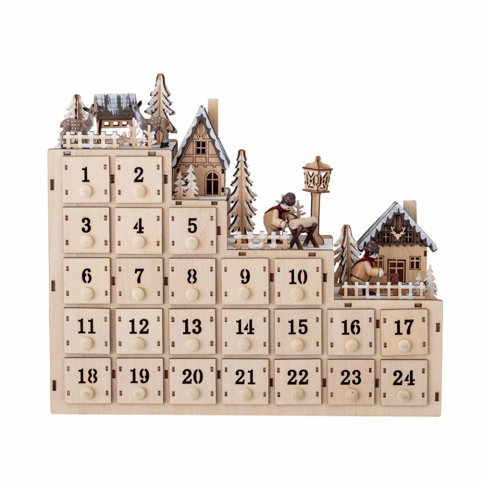 3D Kalender Richie, Holzfäller, Rentiere, Holzboxen, beleuchtet