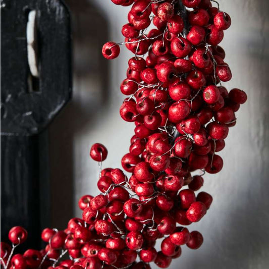 Kranz, rote Holzperlen, handgefertigt, groß, Ø: 23cm
