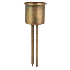 Kerzenhalter Spieß, doppelt, für Stabkerzen, gold
