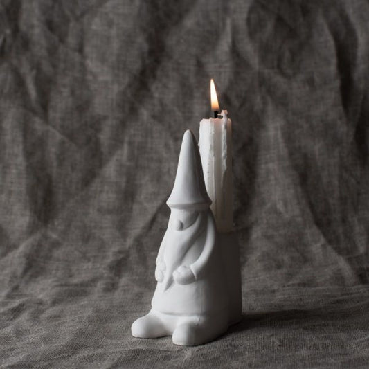 Keramikfigur Hans, Weihnachtsmann, weiß, Kerzenhalter