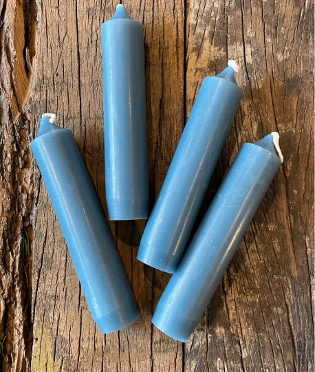kurze Kerzen, Stabkerze, 11cm,  blau, petrolblau - mueggelig