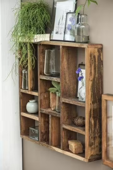 Holzregal, Vintage Regal, braun, Holz - mueggelig