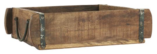 Tablett aus alten Ziegelformen, Holztablett, braun mit Metallgriffen - mueggelig