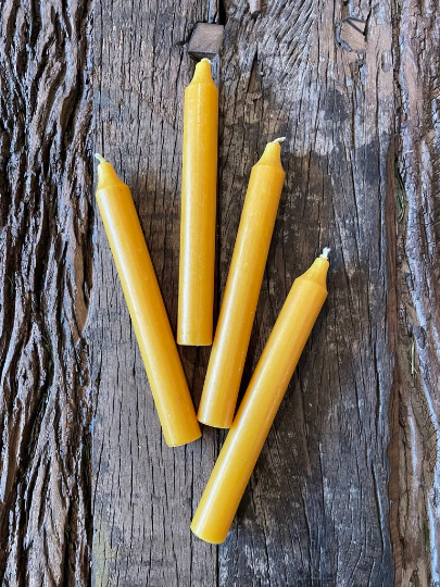 rustikale Kerzen, Stabkerze, 18cm, gelb, senfgelb, currygelb - mueggelig