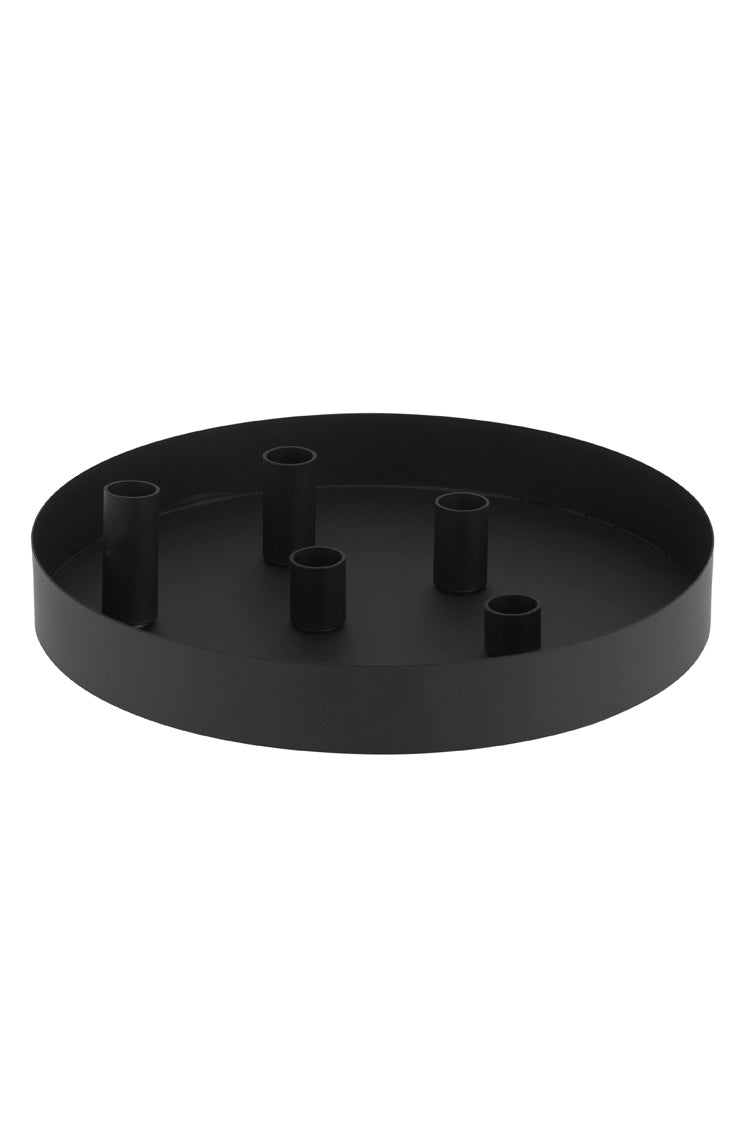 Kerzentablett Sund, rund, mit magnetischen Haltern, schwarz