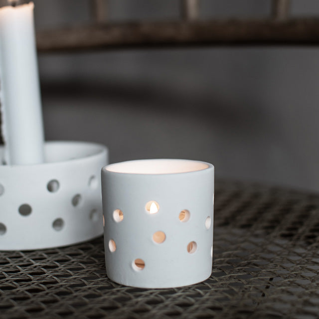 Kerzenleuchter Salstad aus Keramik, weiß, klein