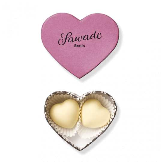 kleine Herzschachtel mit 2 Vanilletrüffeln von Sawade