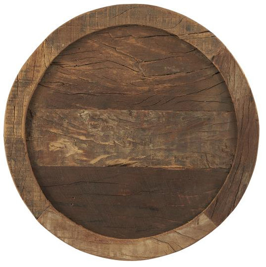 Vintage Holztablett, Tablett aus Holz, rund, braun, gross