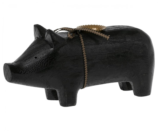 maileg Holzschwein, Kerzenhalter, schwarz, medium